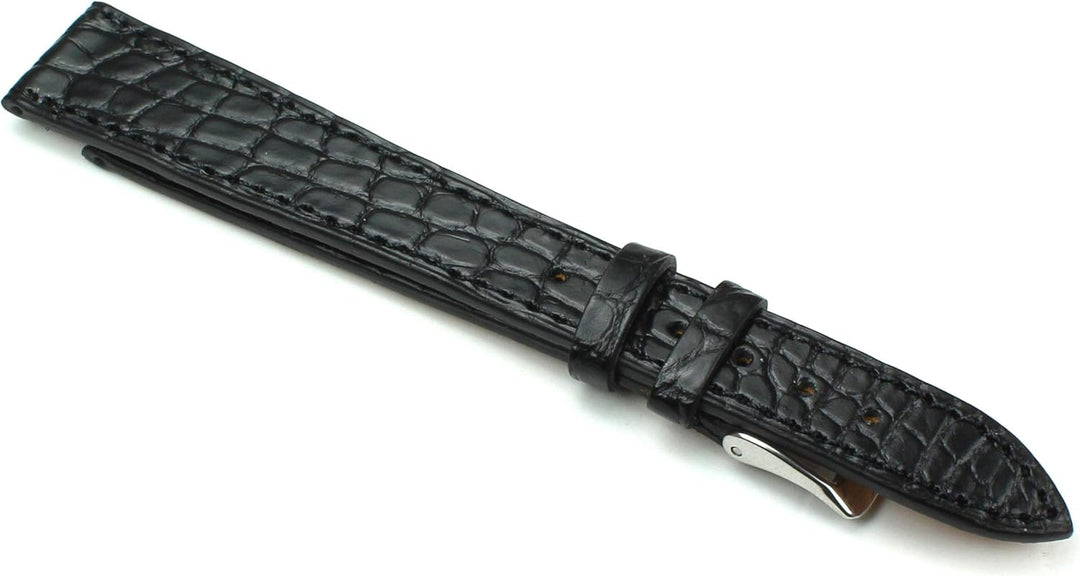 18mm XL Echt Alligator Klassik handgemacht in Deutschland Uhrenarmband in Schwarz