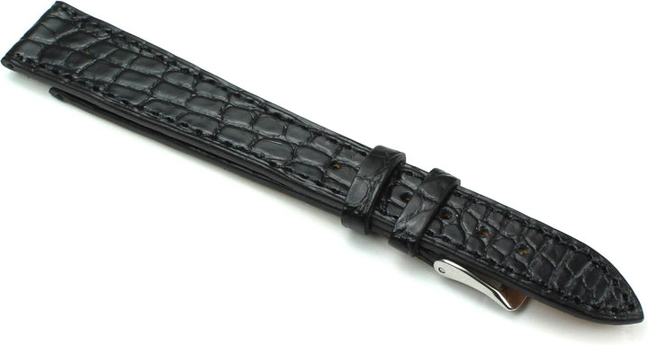 18mm XL Echt Alligator Klassik handgemacht in Deutschland Uhrenarmband in Schwarz