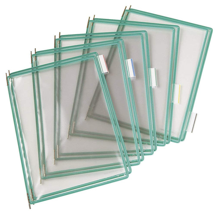 Tarifold 114005 - A4 PVC-Taschen mit Zapfen für Wanddisplayset und Dokumentenablage aus Metall, grün
