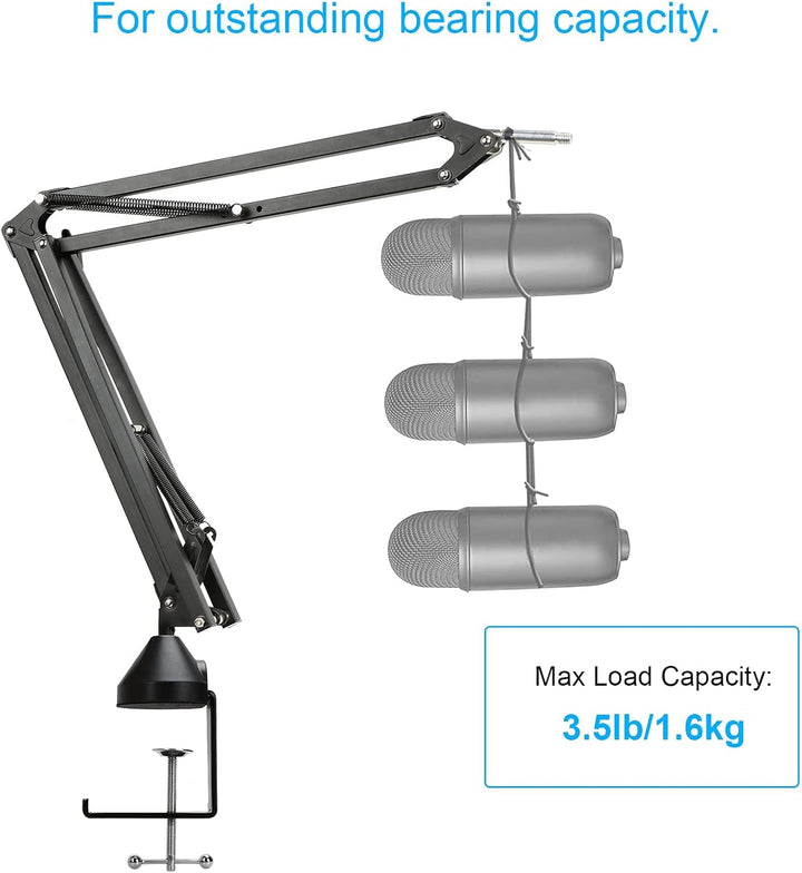 YOUSHARES Shure Sm7b Mikrofon Arm mit Pop Filter - Verbesserte Heavy Duty Mic Ständer Boom Arm mit 2
