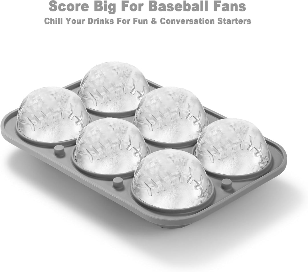 Nax Caki 3D-Baseball-Eiswürfelform, gross, Baseball-Silikon, lustige Formen, Whiskey-Eisform mit Tri