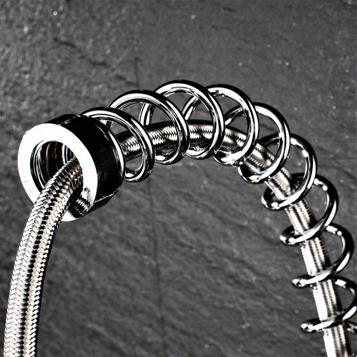 Gastro Profi Spültisch Küche Armatur Mischbatterie Wasserhahn Brause Spiralfeder Ausziehbar Glanz/Ch