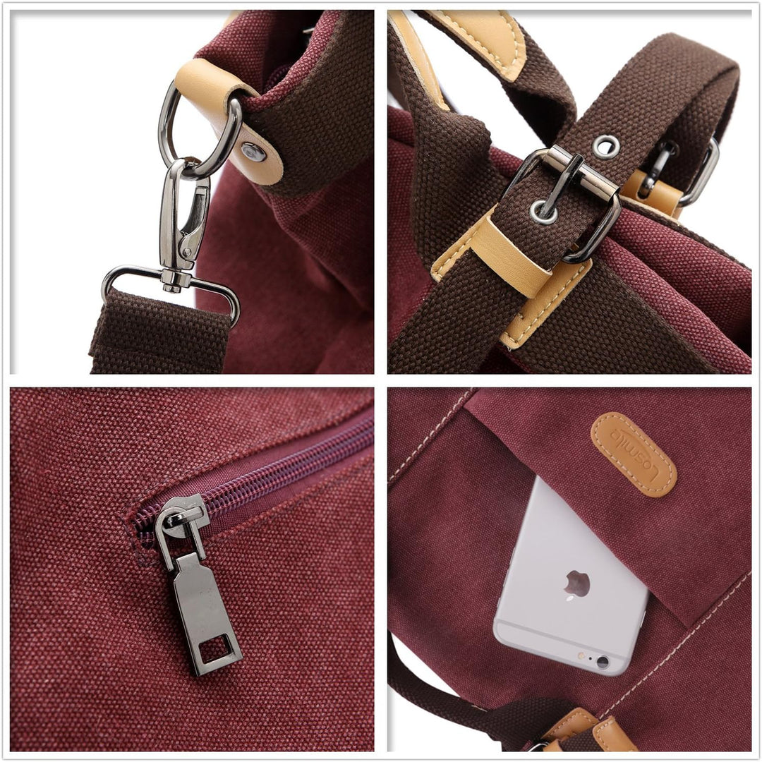 LOSMILE Damen Canvas Schultertasche Rucksack Gross,Handtasche Vintage umhängetasche Anti Diebstahl T