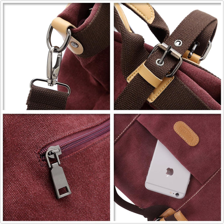 LOSMILE Damen Canvas Schultertasche Rucksack Gross,Handtasche Vintage umhängetasche Anti Diebstahl T