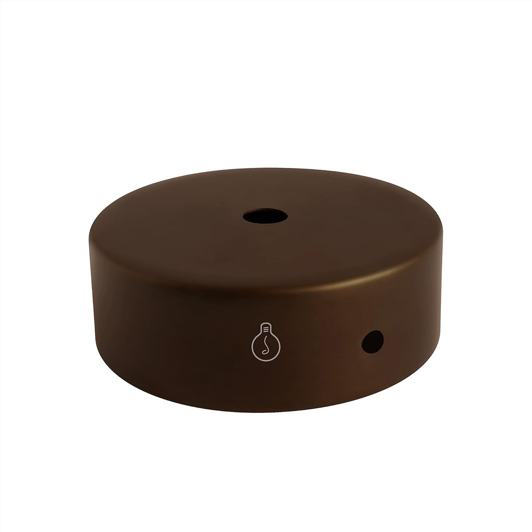 AMARCORDS - 3 Baldachin rosetten aus Metall, Farbe CORTEN, Lampengehäuse komplett mit Kabelklemmenzu