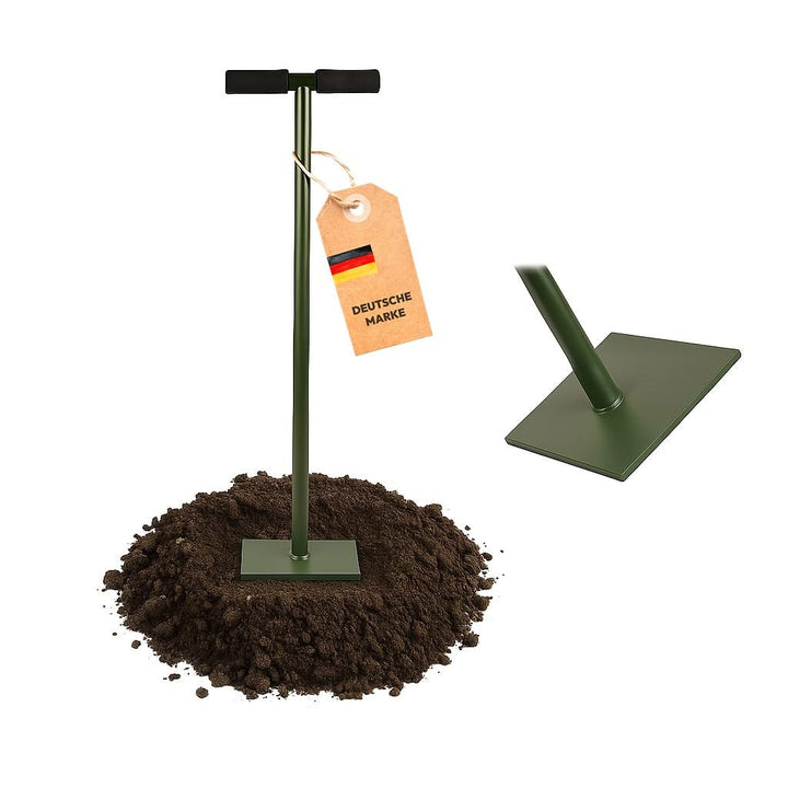 Bodenverdichter Handstampfer aus Stahl - Gartenstampfer mit 20x20cm Platte & Softgriff - Erdstampfer