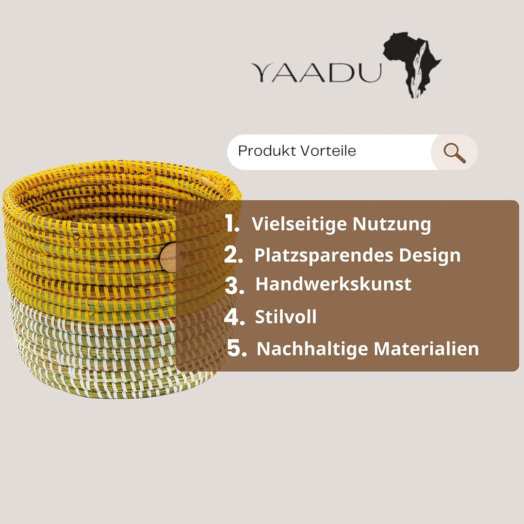 YAADU Geflochtener Korb – Blumentopf, Aufbewahrungskorb, Übertopf, Regalkorb, Pflanzenkorb, Afrikani