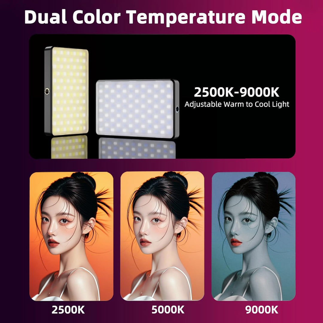 120 RGB LEDs Videoleuchte, Tragbares Selfie Licht mit HUE 0–359°, 20 Lichteffekten, CRI 95+, Profess