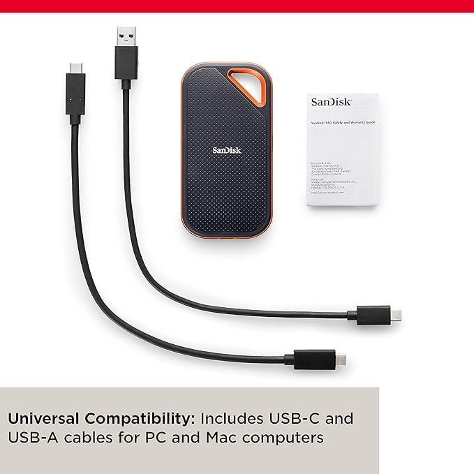 SanDisk Extreme PRO Portable SSD 1 TB Mobiler Speicher (externe NVMe SSD 2,5 Zoll, 2.000 MB/s Lesen