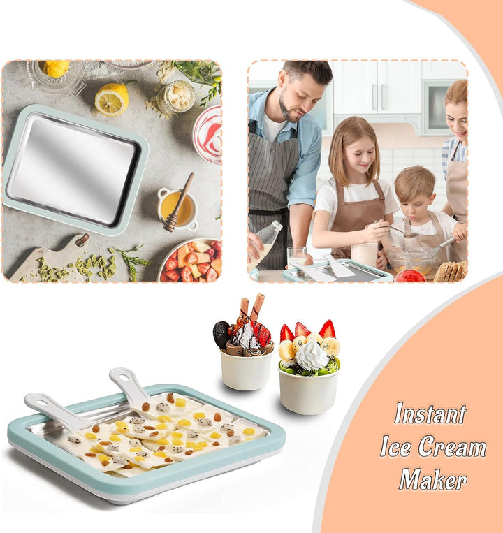 Eisplatte Eis Rolls zum Eis Machen DIY, Ice Cream Machine rolls maker mit 2 Spateln, Gelato Rollmasc