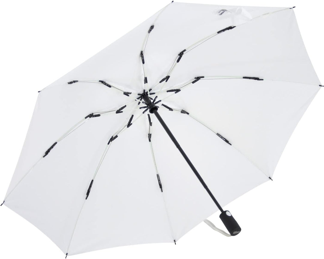 iX-brella Reverse umgekehrt öffnender Fiberglas-Taschenschirm mit farbigen Speichen - weiss, Weiss