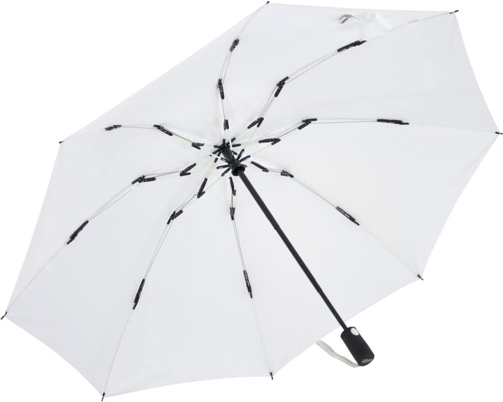 iX-brella Reverse umgekehrt öffnender Fiberglas-Taschenschirm mit farbigen Speichen - weiss, Weiss
