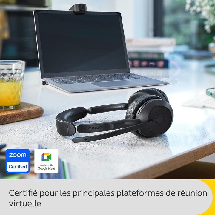 Jabra Evolve2 55 - schnurloses Stereo-Headset mit Ladestation Air Comfort - Mikrofone mit Geräuschun