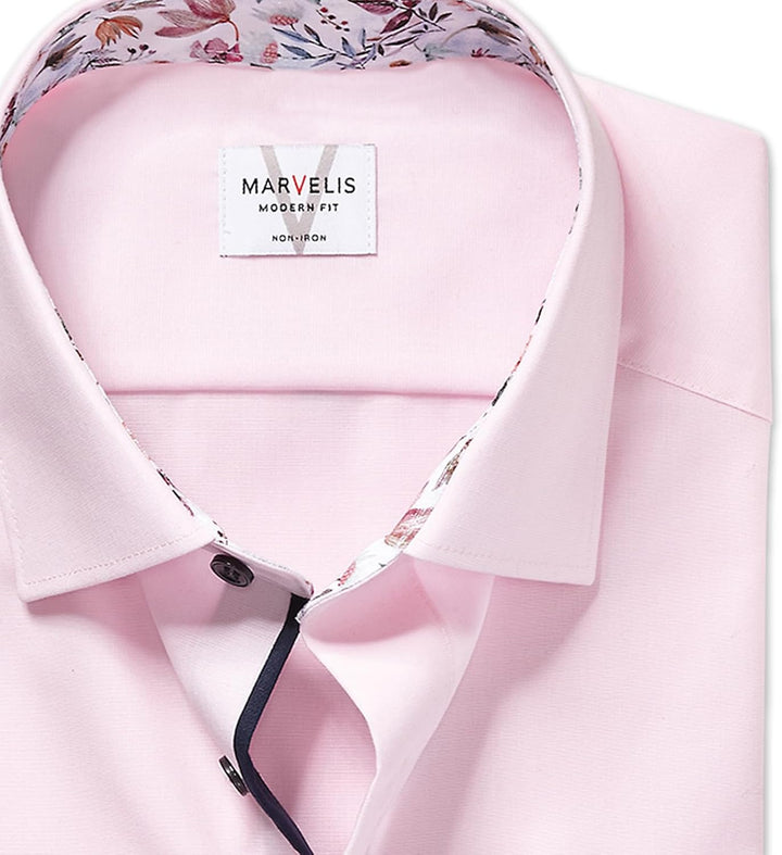 Marvelis Herren Businesshemd Langarm 720014,Einfarbig,Modern Fit,New Kent 41 Altrose 71, 41 Altrose