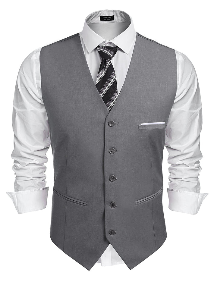 COOFANDY Herren Anzugweste Anzug V-Ausschnitt Formale Hochzeit Klassische Slim fit Elegant Westen Bu