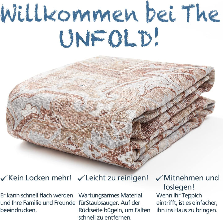 TOPICK Läufer 60x300cm Dünner Teppichläufer Flur Ziegel Rot Faltbar Teppich Vintage Teppiche rutschf