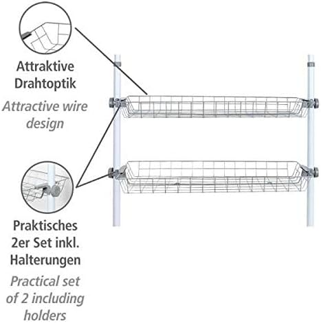WENKO Aufbewahrungskorb Herkules, 2er Set Ergänzungs-Korb für individuell verstellbares Ordnungssyst