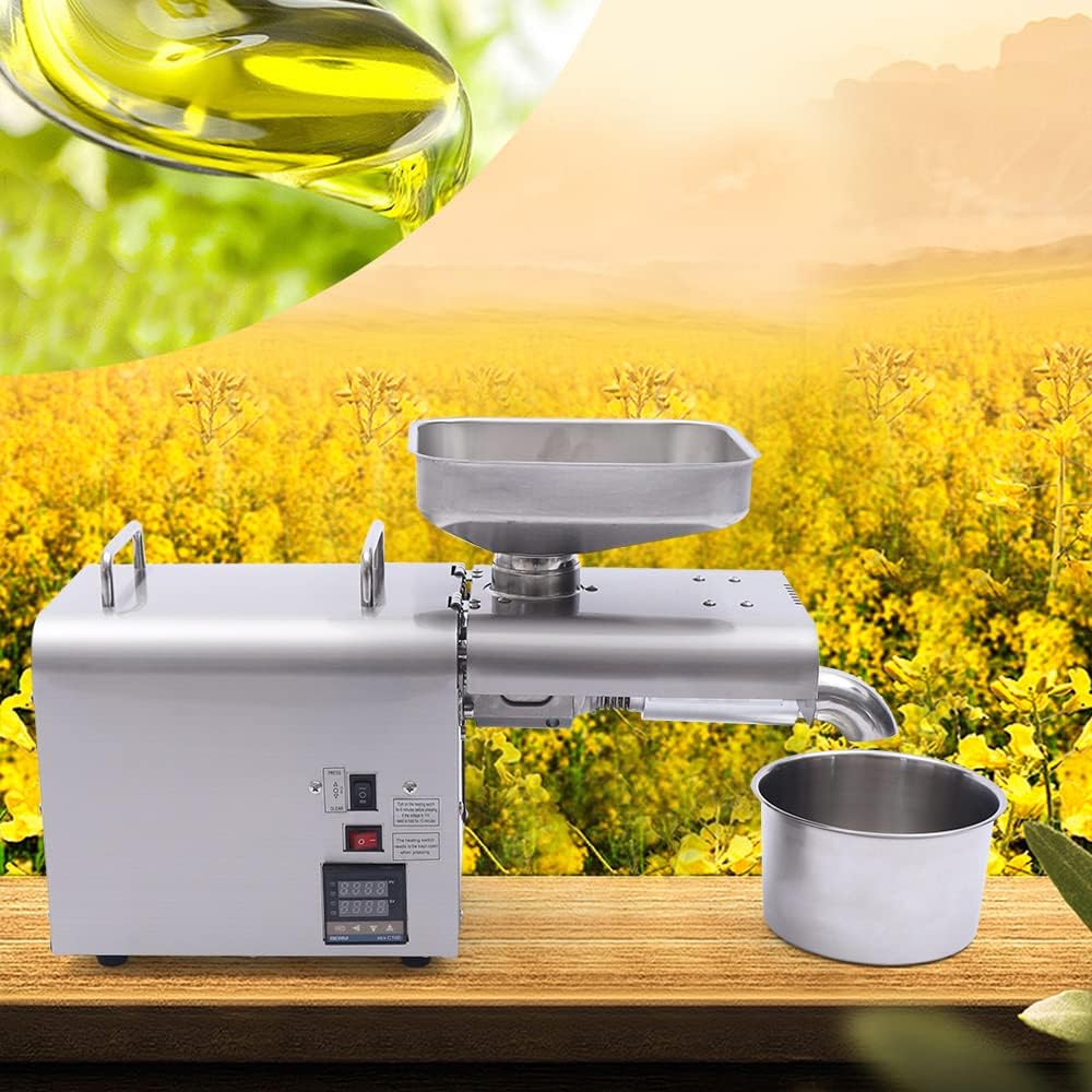 Edelstahl Ölpresse Kaltpresse für Zuhause | Automatisch, Hot & Cold Pressen | für Erdnüsse, Sojabohn