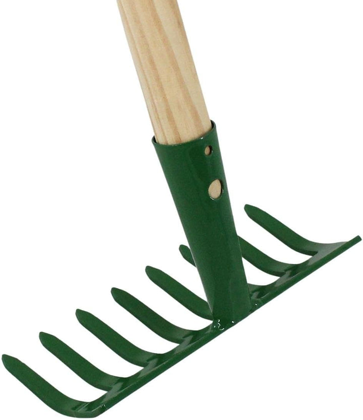 Rekord - Laubrechen mit Stiel 19 cm Kleinrechen Gartenharke Stahl pulverbeschichtet Universal Rasenr