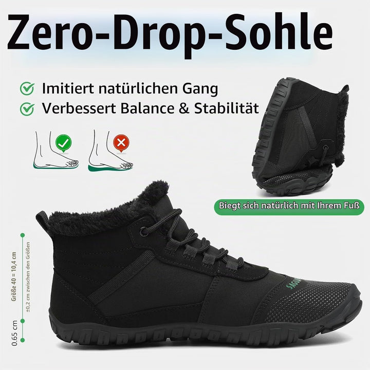 SAGUARO Barfussschuhe Gefüttert Herren Winterschuhe Damen Warm Winterstiefel 36 EU Schwarz, 36 EU Sc