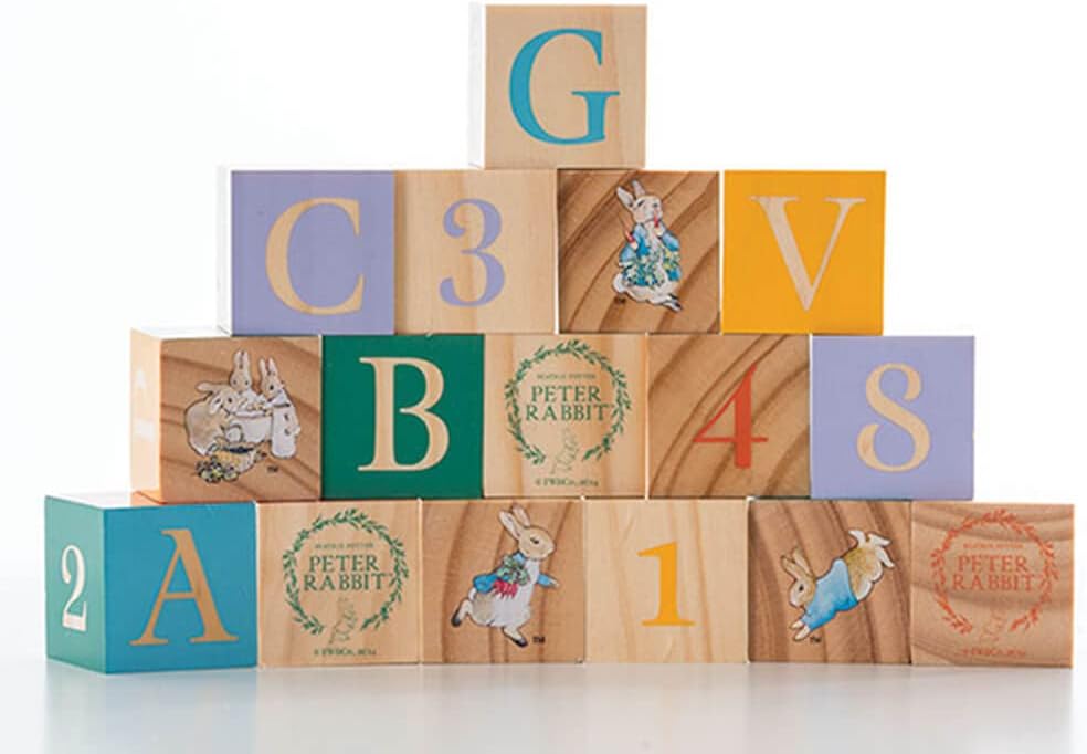 Rainbow Designs Official Peter Rabbit Wooden Building Blocks - Early Development Activity Toys for T