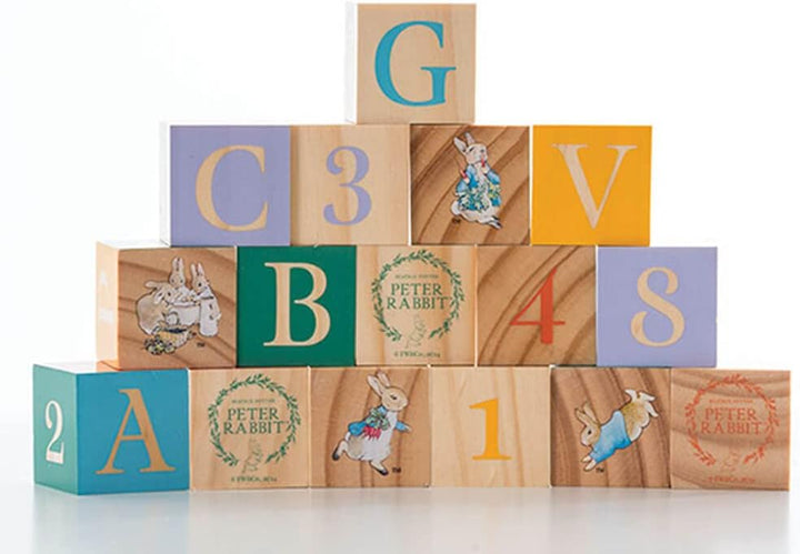 Rainbow Designs Official Peter Rabbit Wooden Building Blocks - Early Development Activity Toys for T