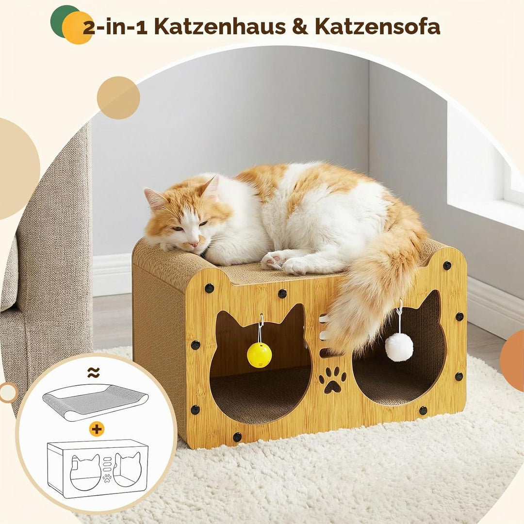 Gimars 51.5cm Kratzbrett Katzenhaus aus Pappe für Katzen, für Wohnungskatzen zum Kratzen und als Möb
