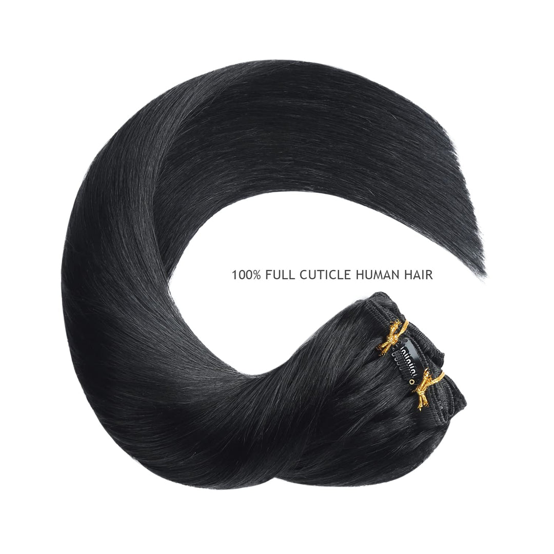 YILITE Clip in Extensions Echthaar 35cm 100% Echthaar Extensions Clip 14 Zoll 8 Stück 110g Unsichtba