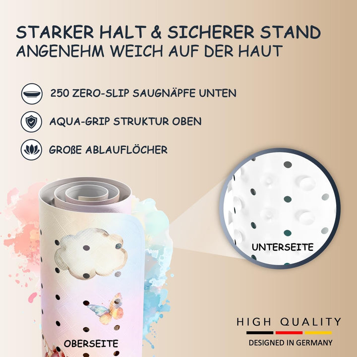 Badewannenmatte Kinder rutschfest [100x40cm] - Antirutschmatte Badewanne BPA frei - Badematte Kinder