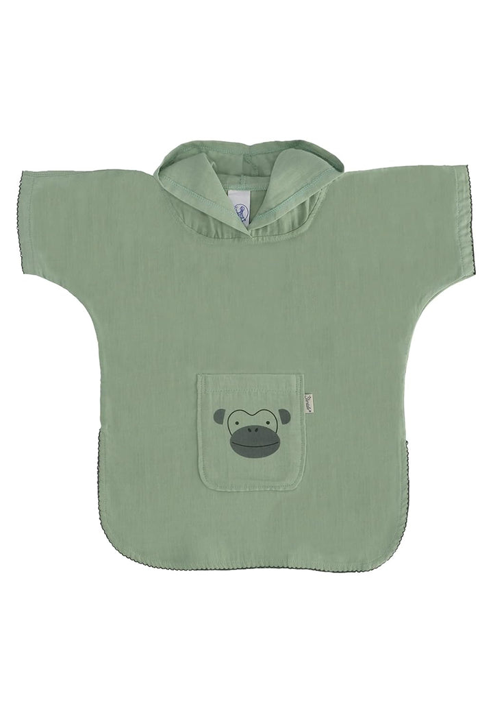 Sterntaler Unisex Kinder Poncho Affe Albert, Baumwollmusselin, mit Kapuze und Fronttasche, ideal für