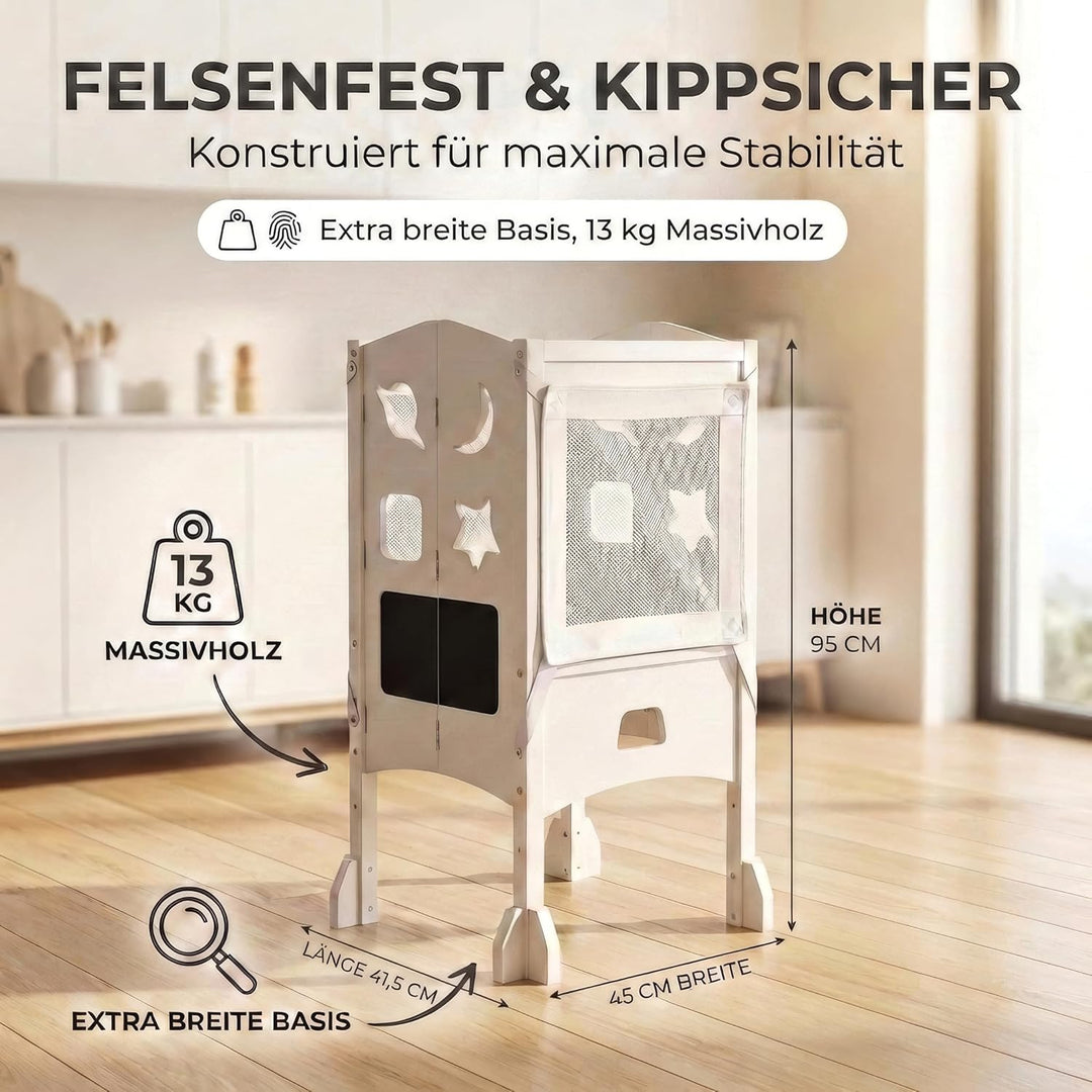 Lernturm ab 1 Jahr - Lernturm klappbar inkl. 360° Sicherheitsnetz - Extra Stabiler und massiver Lear