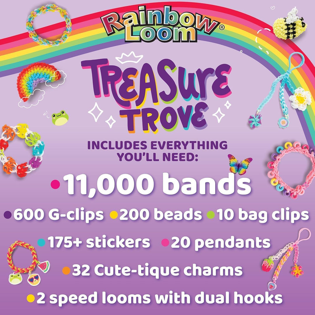 BANDAI – Rainbow Loom Treasure Trove – Kreatives DIY-Armband-Kit – 11.000 Gummibänder, Zubehör & Auf