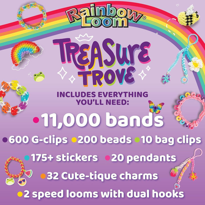 BANDAI – Rainbow Loom Treasure Trove – Kreatives DIY-Armband-Kit – 11.000 Gummibänder, Zubehör & Auf