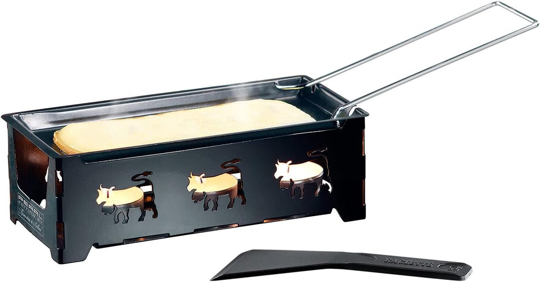 Rosenstein & Söhne Raclette Stövchen: 3er-Set Teelicht-Raclette, mit Schaber (Racletteofen mit Kerze