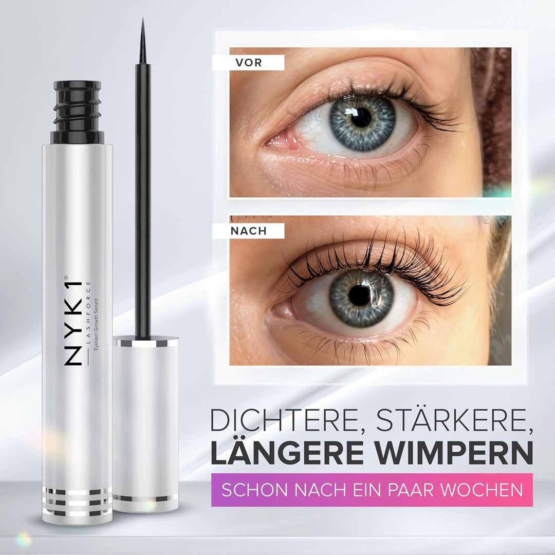 NYK1 Intensives Wimpernserum Ohne Hormone (XL - 8ml) LashForce Wimpern Serum Für Mehr Länge Und Volu