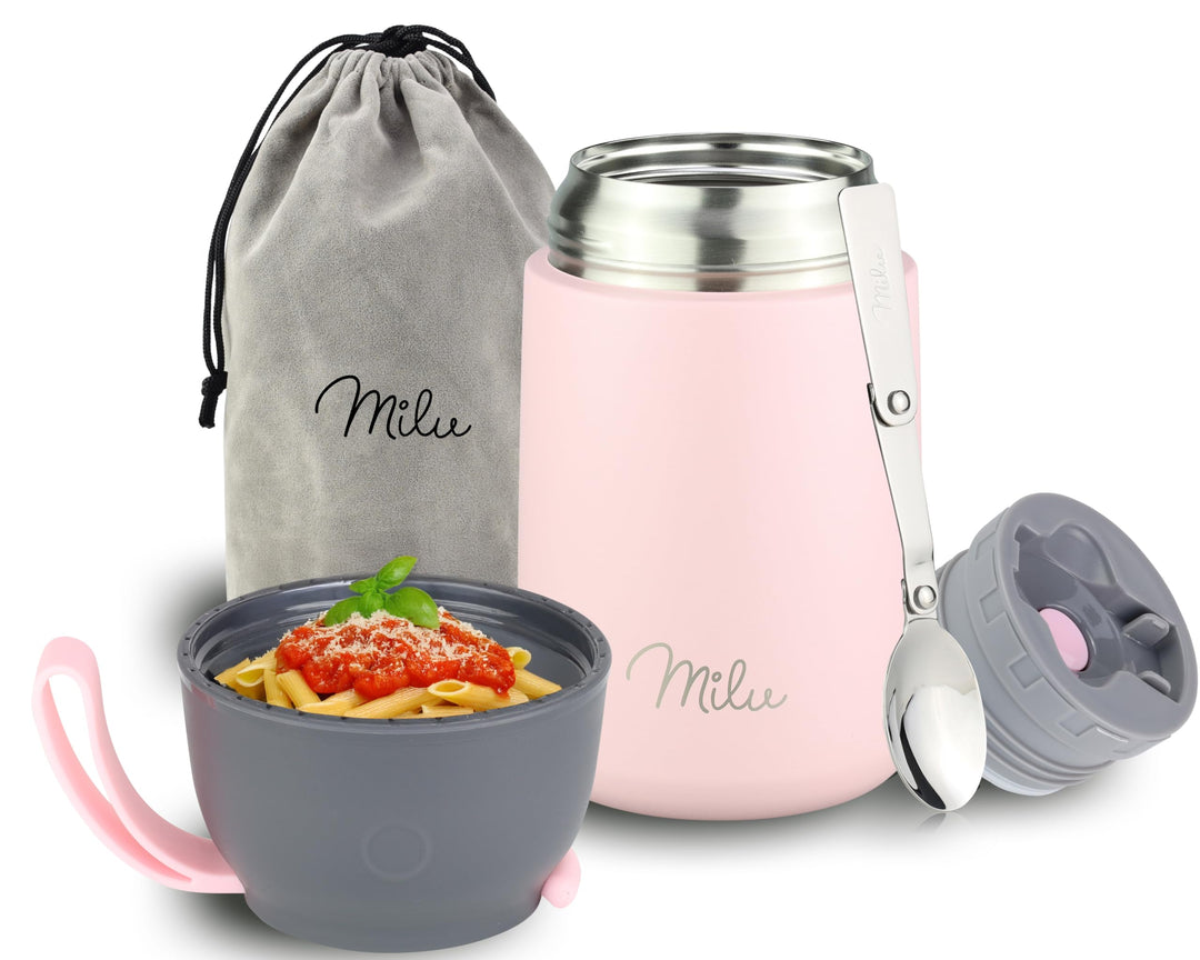 Milu® Thermobehälter 450, 650ml | Edelstahl Warmhaltebehälter | Essensbehälter | Speisegefäss Babyna