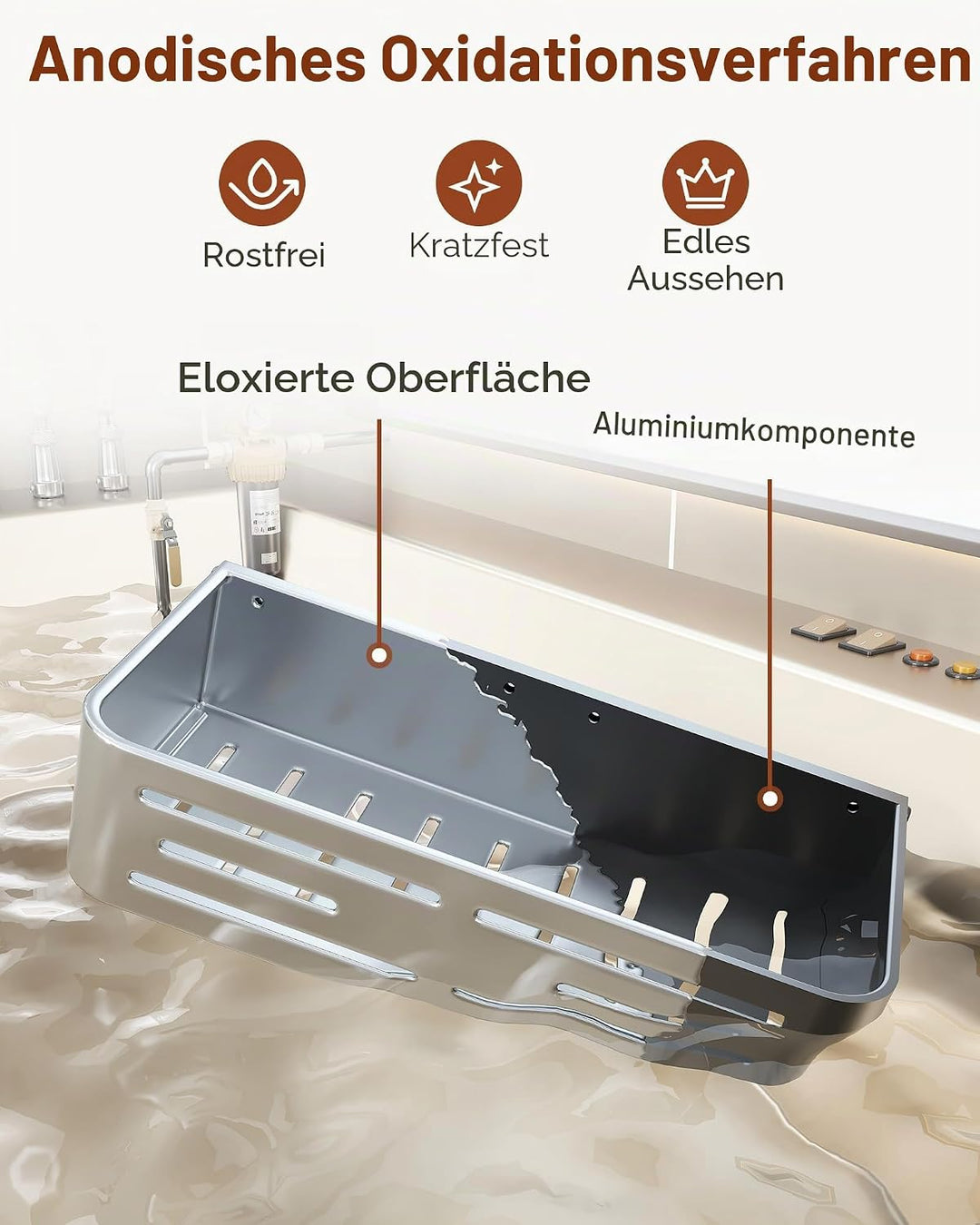 Orimade Duschablage zum Hänge Aluminium-Duschregal zum Hängen, Verstellbare Duschkorb ohne Bohren,2