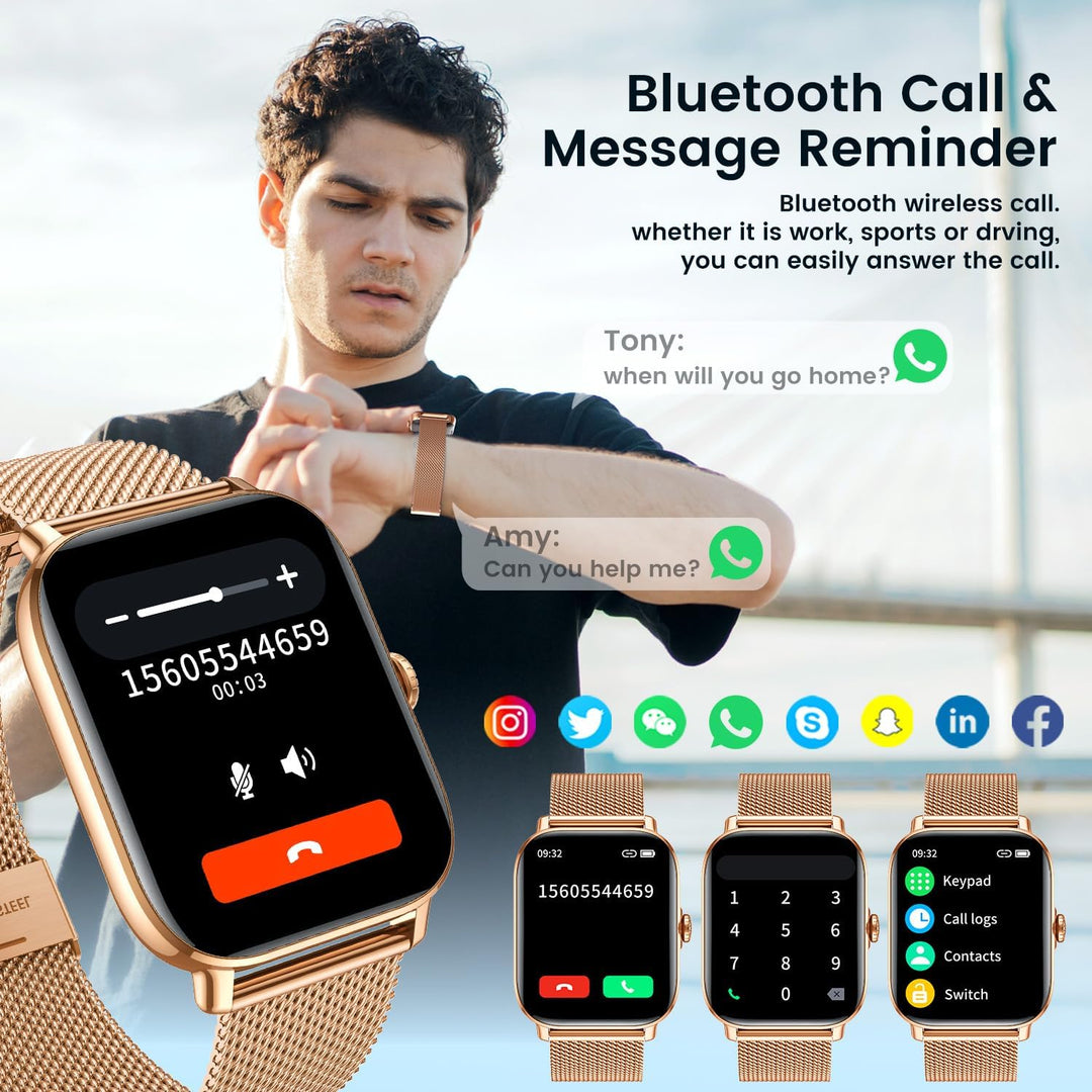 Smartwatch Fitness mit Telefonfunktion Schrittzähler Schlafmonitor: Smart Watch 1.85 Zoll mit Sport