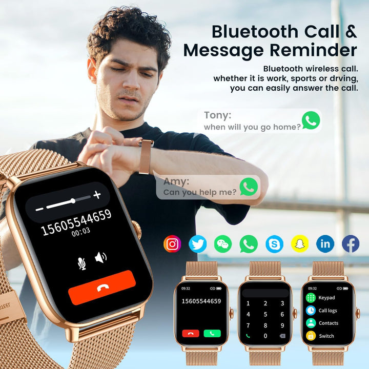 Smartwatch Fitness mit Telefonfunktion Schrittzähler Schlafmonitor: Smart Watch 1.85 Zoll mit Sport