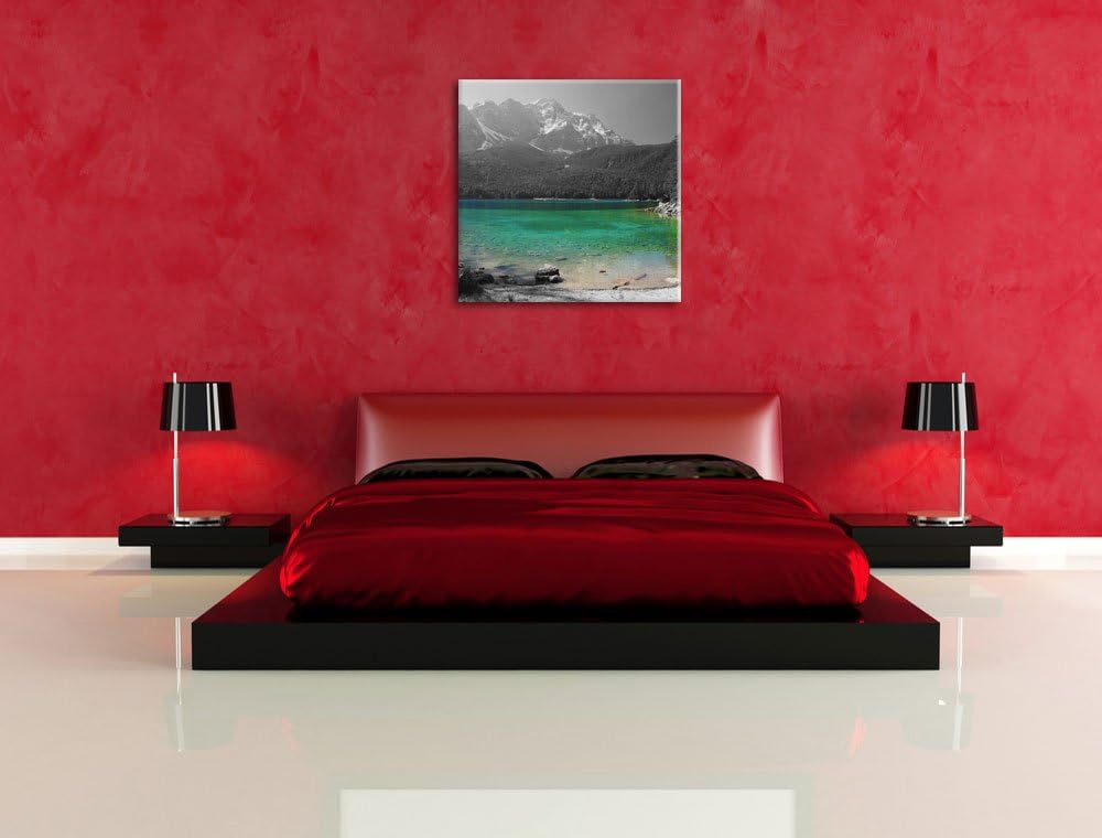 Pixxprint Eibsee vor der Zugspitze als Leinwandbild Quadratisch/Grösse: 70x70 / Wandbild/Kunstdruck/