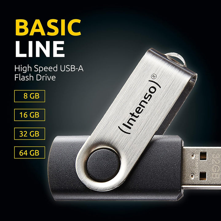 Intenso Basic Line 64 GB USB-Stick USB 2.0 Silber/schwarz (Packung mit 2) 64GB (Packung mit 2) Basic
