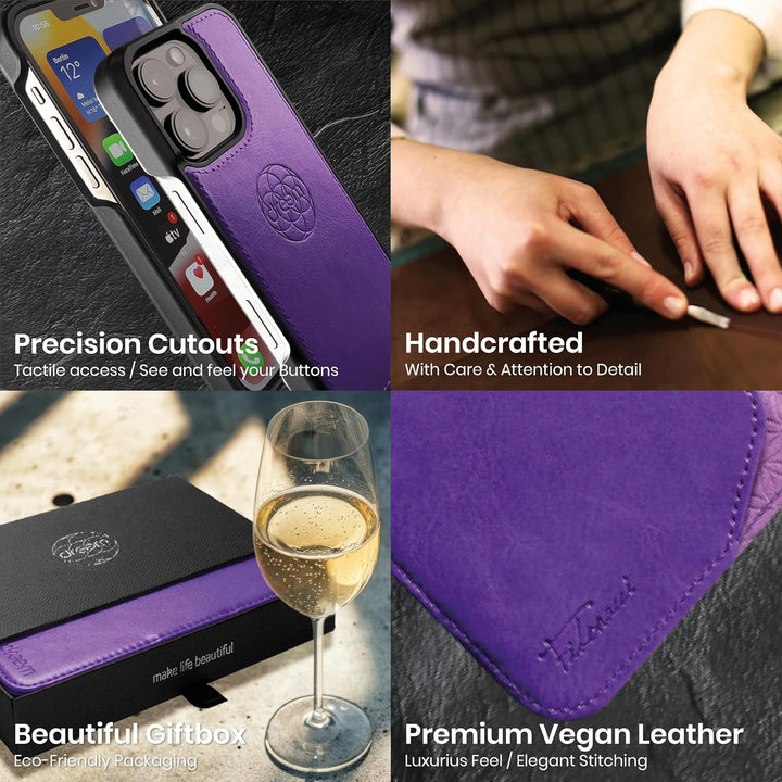 Dreem Fibonacci kompatibel mit iPhone 15 Pro Max Brieftaschen-Etui / 2-in-1 stossfestes Etui und abn