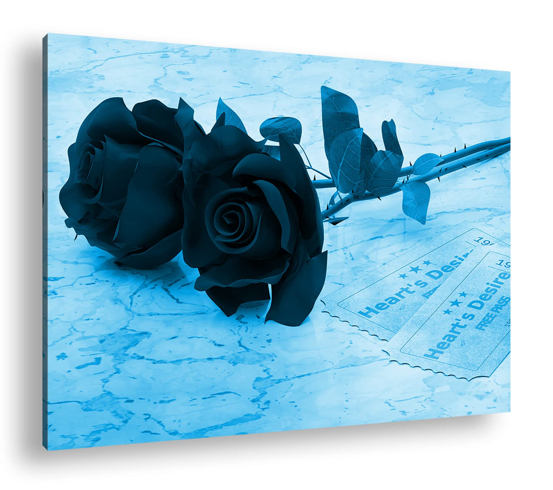 deyoli romantische Rosen Format: 60x40 Effekt: Monocrome Blau als Leinwand, Motiv fertig gerahmt auf