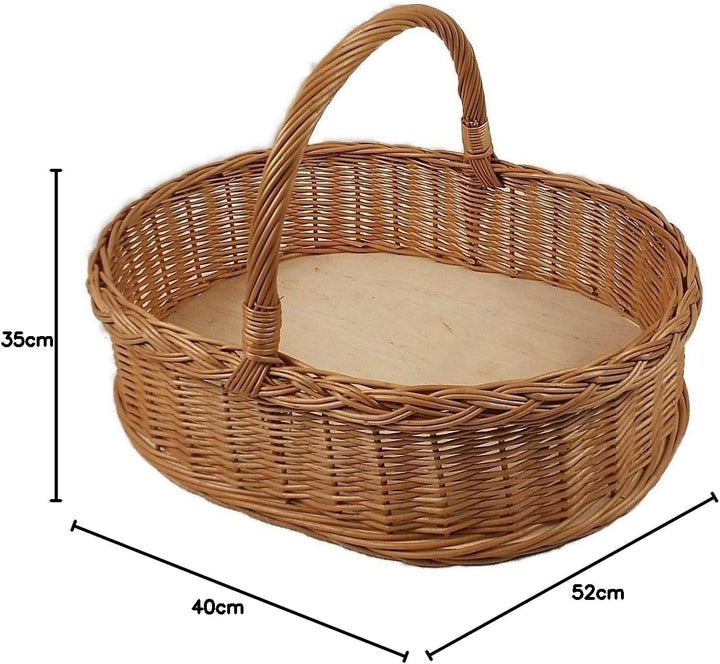 Weidentablett mit Henkel Braun Oval ca. 52x40x35 cm