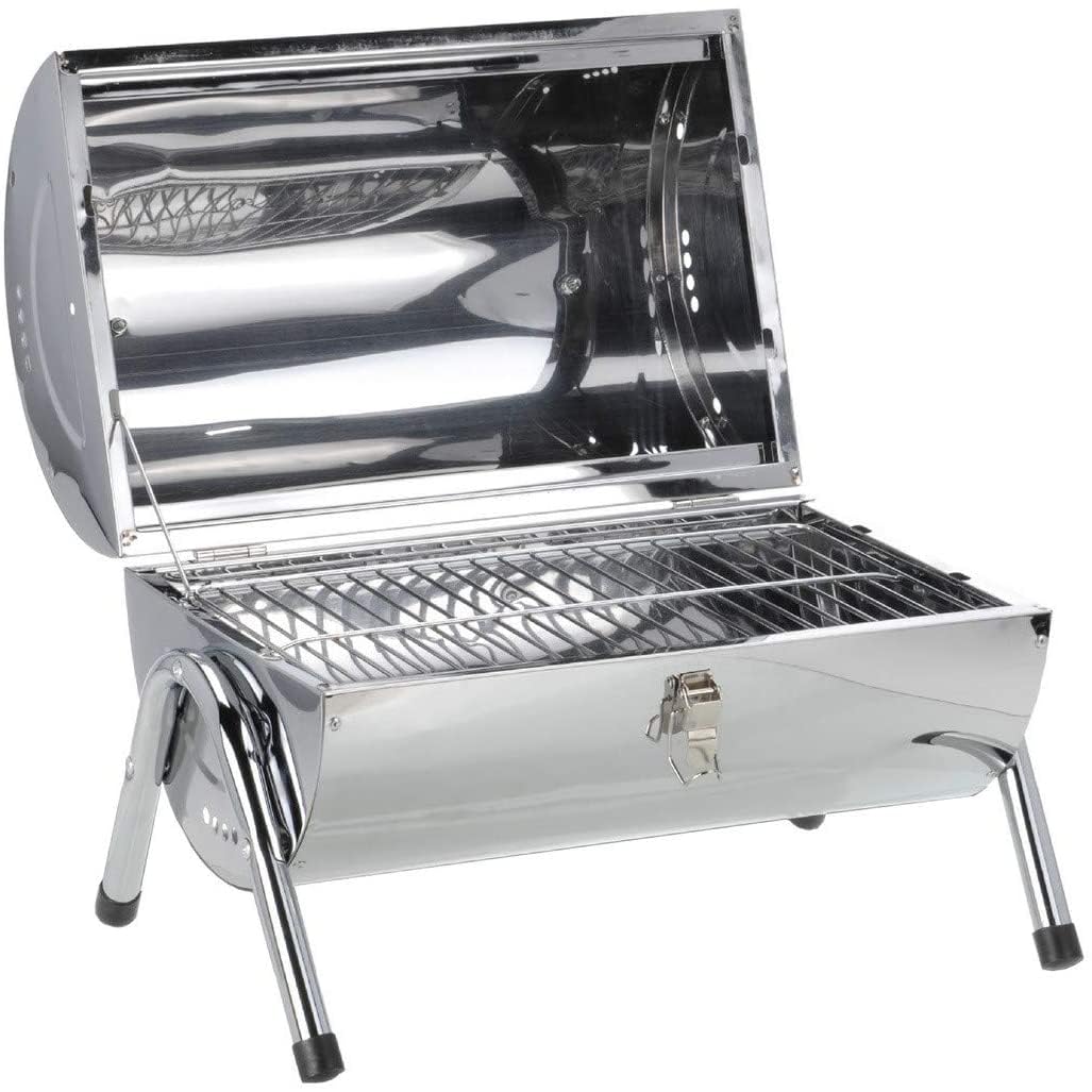 RESCH 502598 mobiler Holzkohle Grill klappbar, Edelstahl Tischgrill tragbar, Holzkohlegrill ideal fü