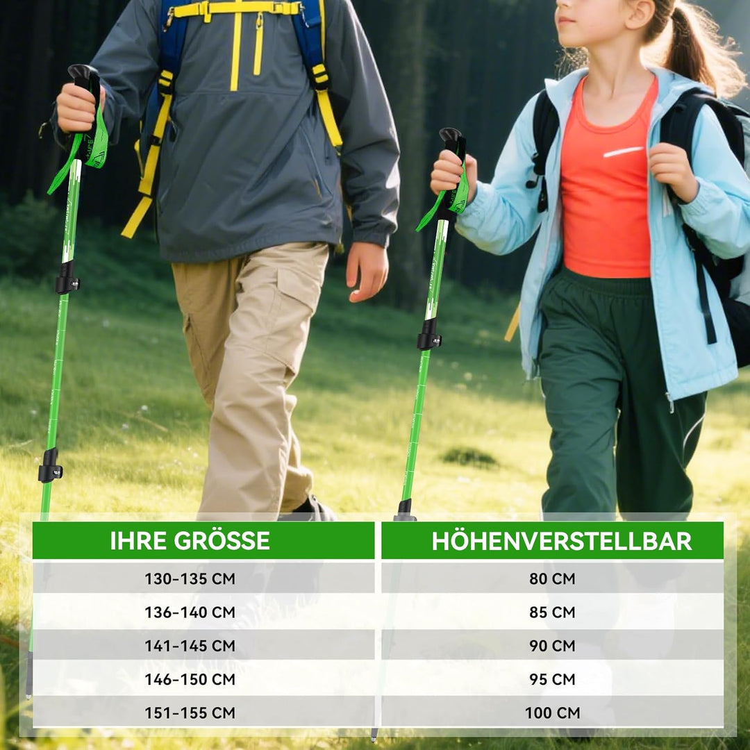 Clostnature Wanderstöcke Kinder Teleskop - Verstellbare Trekkingstöcke für Kinder, 2 Stück Leichte W