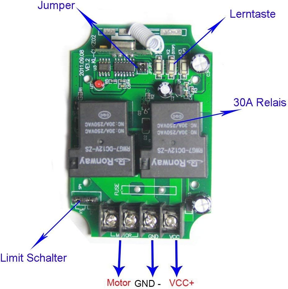 Einaus Universal 12V DC Motor Ansteuerung Funkfernbedienung Hoch Leistung 30A Linearantriebe Linearm