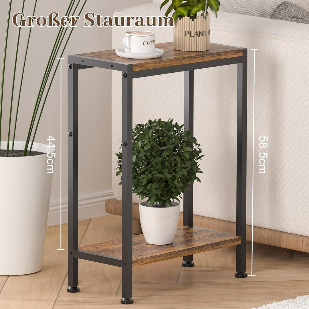 Schmaler Beistelltisch, Nachttisch, 2er Set, 2 Ablagen Nachttisch Schmal mit Stauraum, sofa beistell