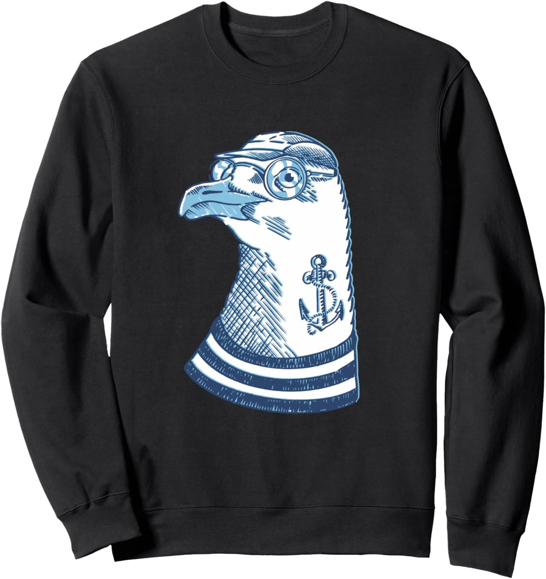 Vogel-Design mit einer Hipster-Möwe im handgezeichneten Stil. Sweatshirt