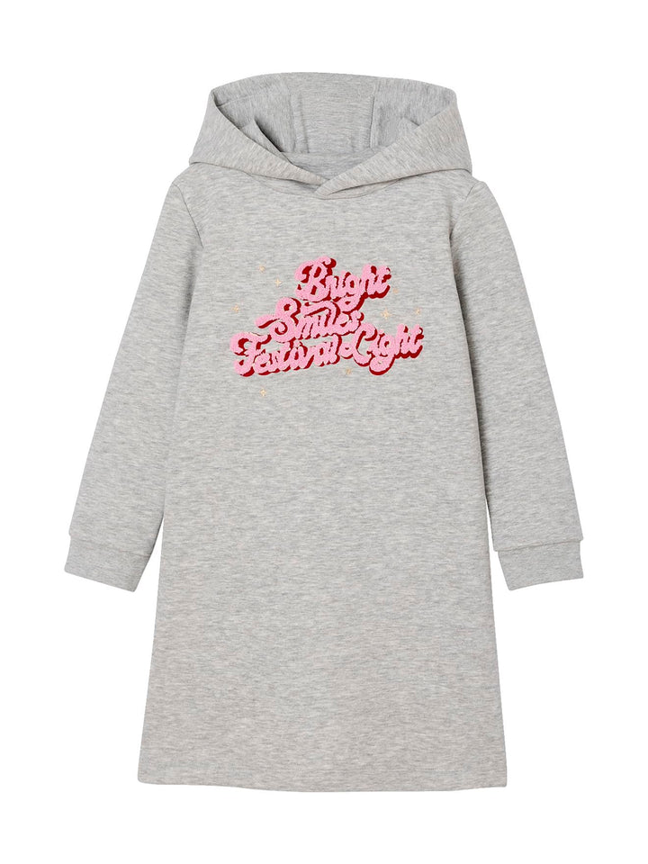 Vertbaudet Mädchen Sweatkleid mit Kapuze 86 Grau Meliert, 86 Grau Meliert